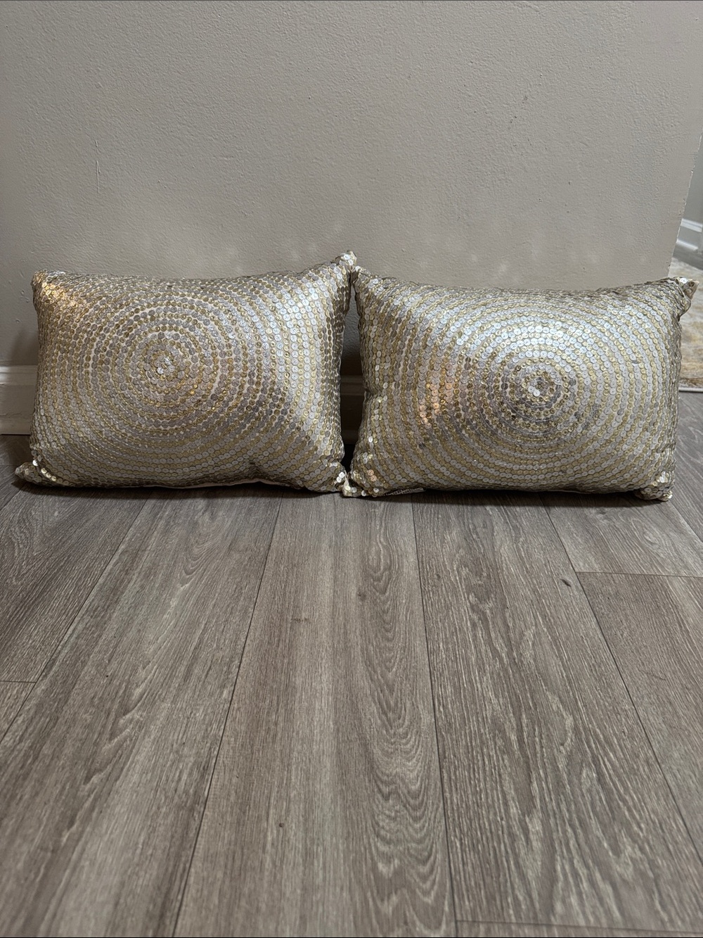 Decorative Gold Sequin Accent Pillow - Set of 2